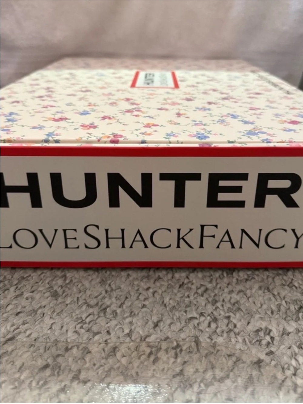 ✨🎀LoveShackFancy X Hunter Floral Rain Boots Cream/white/Pink & Blue Flower - Picture 14 of 14